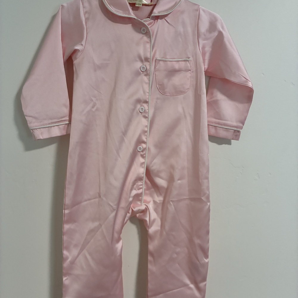 Bow Dream Baby Girls Romper Pajama Sleeper Pink 6-12M Button